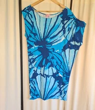Lilly Pulitzer Rayon Knit Dress Size Large Scoopneck Asymmetrical Mod