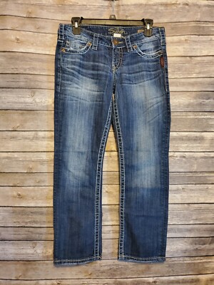 SILVER JEANS SANTORINI WOMEN`S CAPRI CROPPED JEANS SIZE 27 X #5 