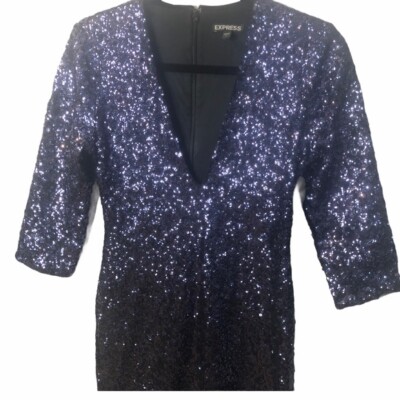 Express blue sequin dress outlet