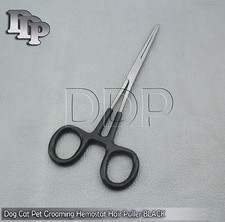 Dog Cat Pet Grooming Hemostat Hair Puller 5.5" Straight Black Dep Handle