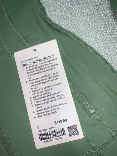 Lululemon NWT Define Jacket Nulu size 4 Desert Green - Picture 2 of 10