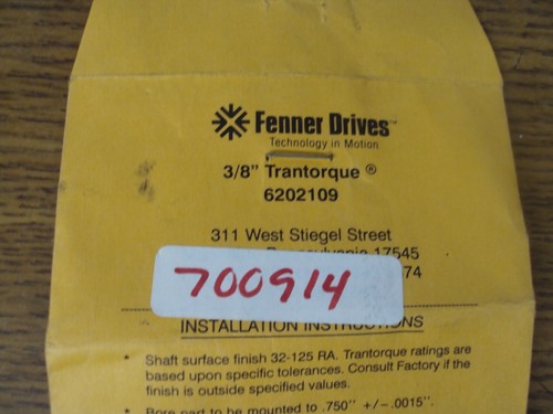 New Fenner Drives 6202109 Trantorque GT Keyless Bushing 3/8" ID 3/4" OD. B410 - Picture 3 of 3