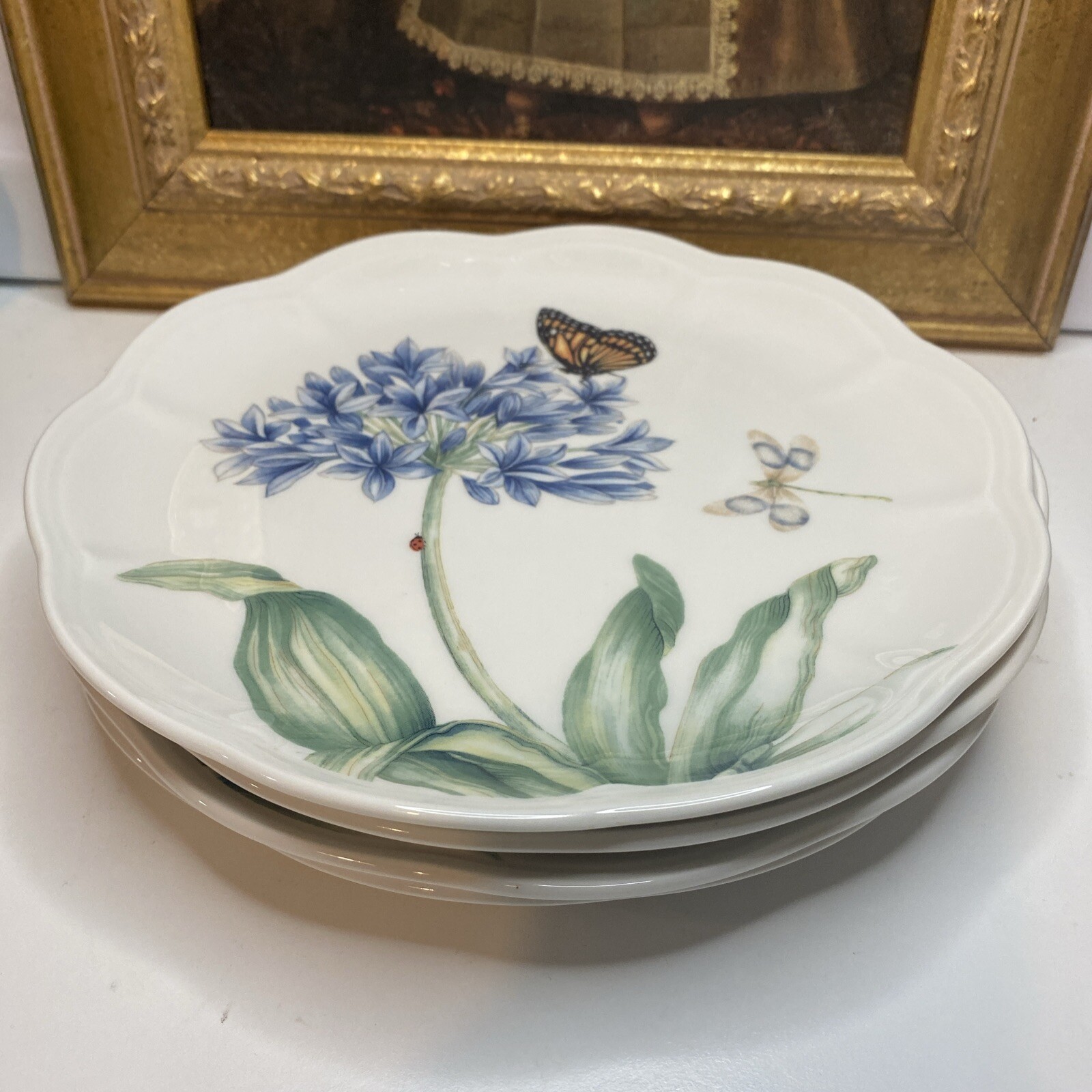 4 piece Lenox Butterfly Meadow Side/Salad Plates About 9” Wide