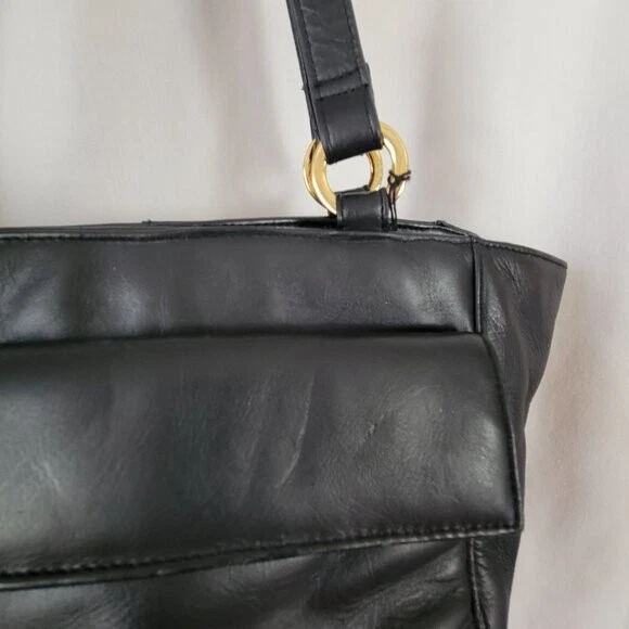 Laura Scott из натуральной кожи сумочка hobo Дамская сумка двойной ручки черный плеча - Изображение 3 из 4