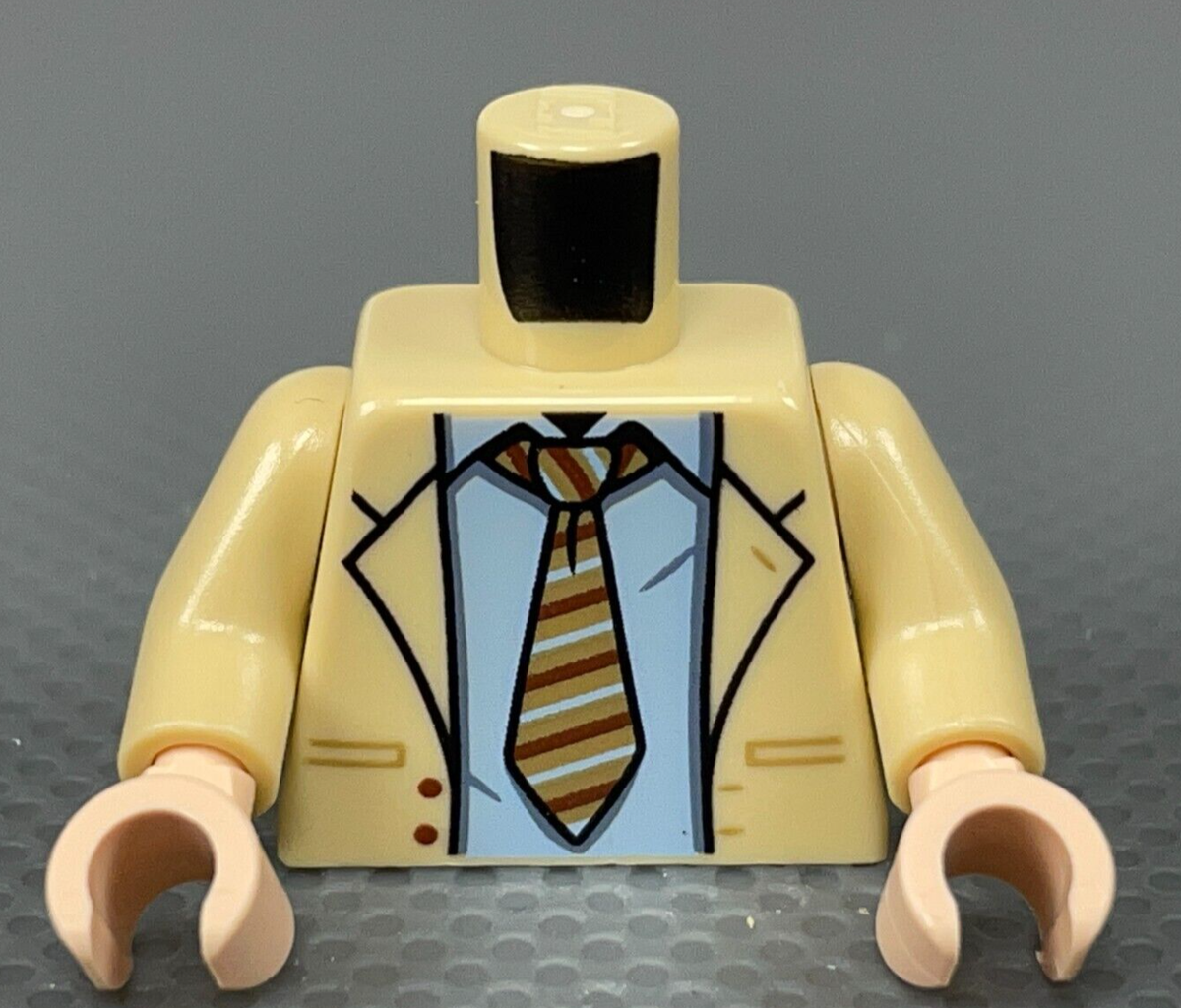 LEGO Minifigure Torso Tan Jacket Lapels Gray Shirt Striped Tie Ross Geller  21319
