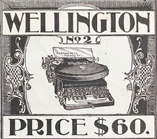 WELLINGTON No.2 Typewriter Price$60 Williams Mfg.Plattsburg,NY 1899 Vtg Print Ad thumbnail