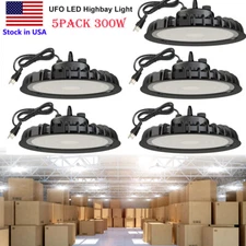 5Pack 300W UFO LED High Bay Light Warehouse Shop Gym Garage Lights Fixture Bulb