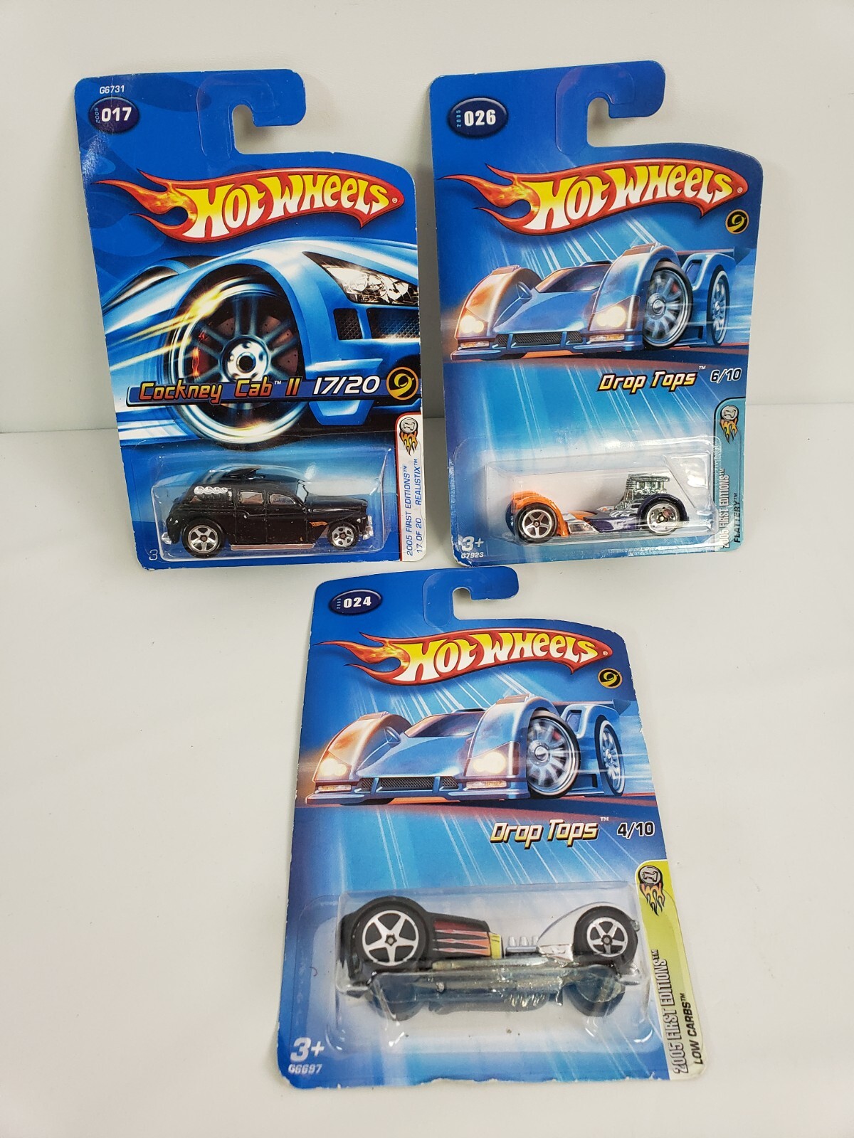 3 Hot Wheels Faster Than Ever First Editions Flattery, Low Carbs, Realistix 2005