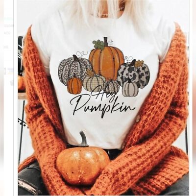 Bella Canvas Hey Pumpkin Fall T shirt - Vintage White