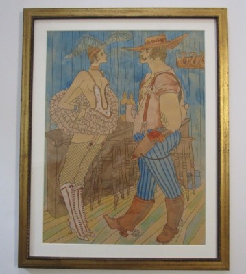 LA SILVA ORIGINAL PAINTING BAR SALOON SEXY RISQUE 1970'S POP ART FEMALE MODEL