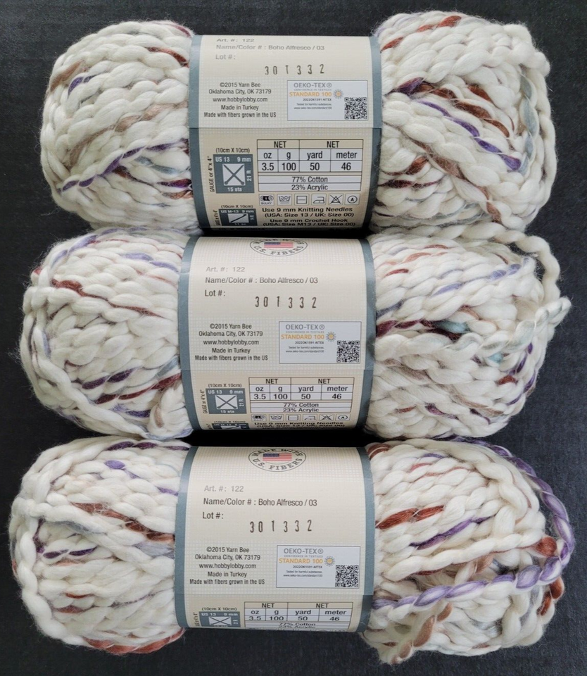 Yarn Bee Cotton XXL New Spin 03 Boho Alfresco cotton/acrylic 3 new skeins eBay