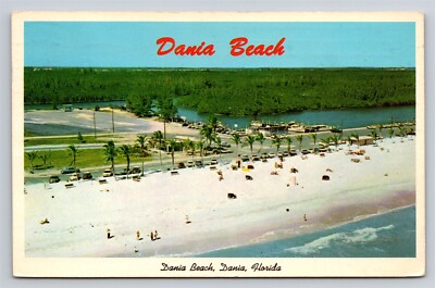 Dania Beach Florida FL Vintage Postcard Birdseye View 1960s Postmarked Dania 