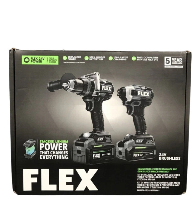 FLEX Stacked Lithium 24 volt 2 Tool Combo Impact Driver Hammer