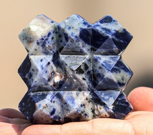 65MM Blue Sodalite Crystal 54 Pyramids Sodalite Gemstone Cube Healing 54 Pyramid - Picture 9 of 10