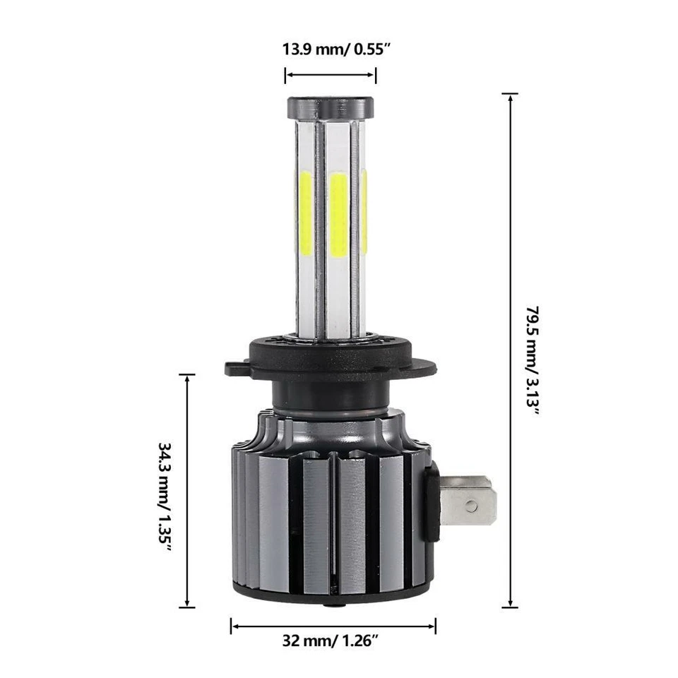 6-sides H7 LED Headlight Kit Bulbs High/Low Beam for Hyundai Sonata 1999-2014 - Image 3 of 4