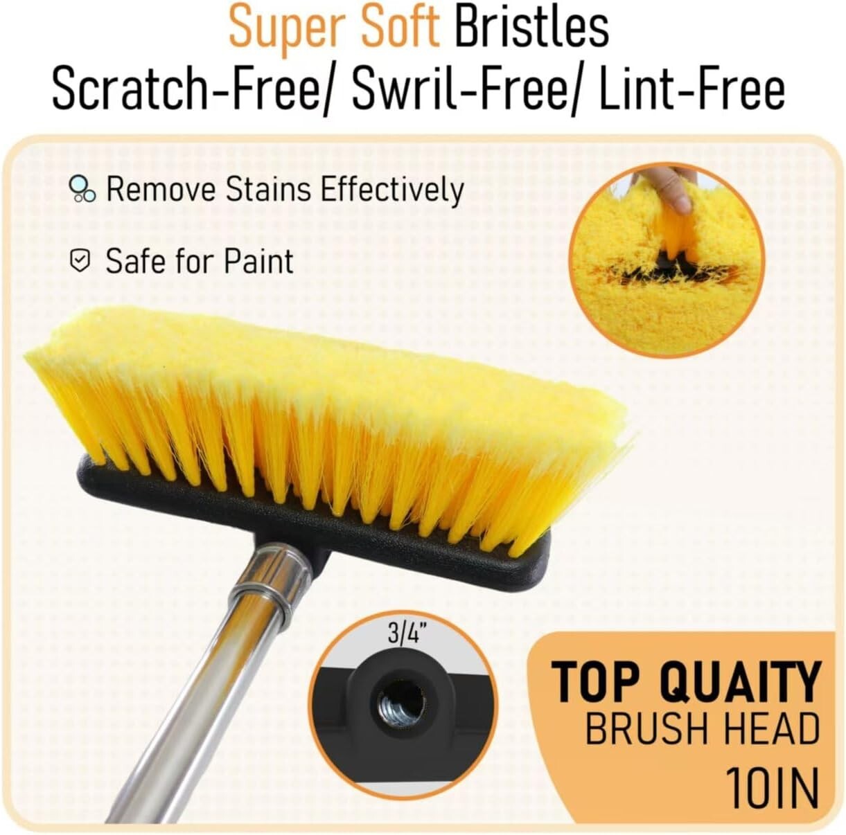 Car Wash Brush Bristle Super Soft Heavy Duty Clean Truck SUV Telescoping Handle