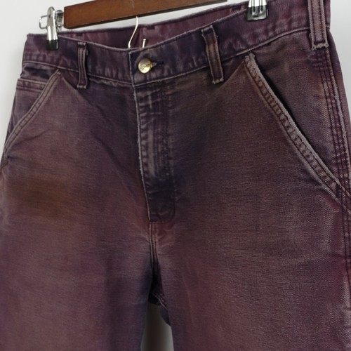 Vintage Carhartt Purple Canvas Carpenter Pants Size 33x30 Leather Patch Rare B11 - Picture 20 of 21
