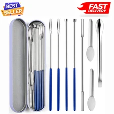 8 Piece, Home & Lab Supplies - Micro Tiny Spoon Spatula, Lab Scoop Filling Tray