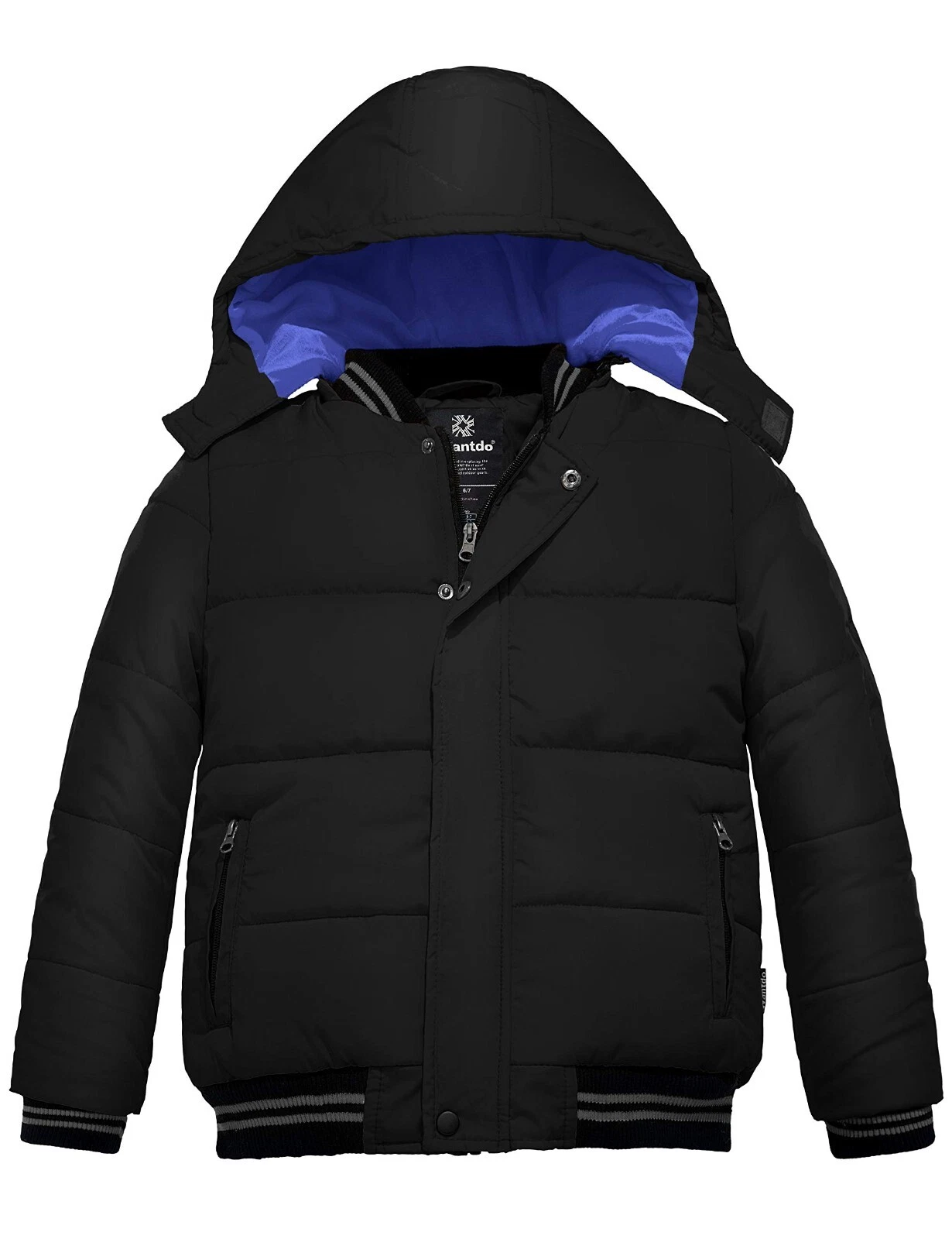 Wantdo Boys Winter Puffer Jacket Quilted Coat Warm With Removable Hood Windproof