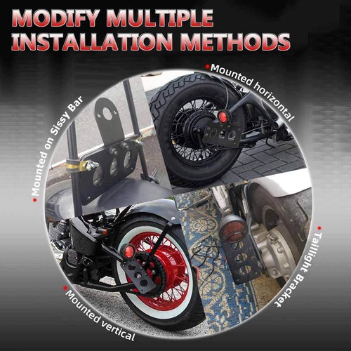 Motorcycle Side Mount License Plate Bracket Holder For Harley Chopper Dyna Black - Picture 3 of 17