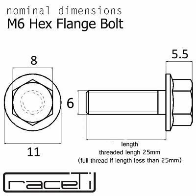 Perno De Brida De Cabeza Hexagonal De Titanio M6 X 35 Mm|=|m