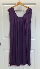 EUC Talbots Plum Purple Pleated Scoop Neck Cap Sleeve MIDI Dress, SMALL
