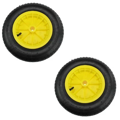 FIRST4SPARES 2 Yellow 14" Pneumatic Sack Truck Wheelbarrow Tyres Trolley Wheel Cart Wheels