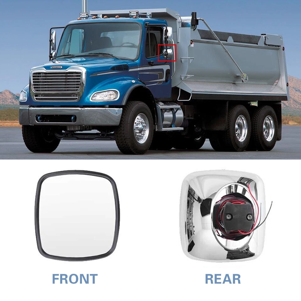 4 PCS Heated Chrome Main Mirrors+Wide Angle Mirrors For Freightliner M2 Columbia Foto 3 de 4
