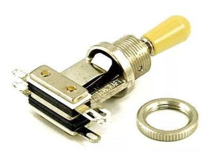 Trabucco Switch Interruttore A Levetta 3 Vie Ad Angolo Retto Per Chitarra - Made In Japan, Manopola Nera, Per 2 Pickup Akko Keyboard - Foto 4