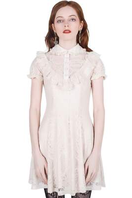 Killstar Gothic Goth Vintage Spitze Kleid Minikleid - She's Laced Ivory