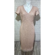 Adrianna Papell Women's Beaded Short T-Shirt Dress with Hammered Sequins