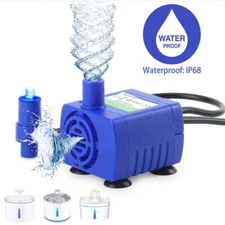 Pet Water Dispenser Pump USB Rechargeable Cat Drinking Fountain Motor LED Light