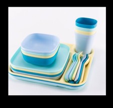24pc kids Picnic dinner set,no bpa,microwave Safe,dishwasher Safe,Pastel B/g Set