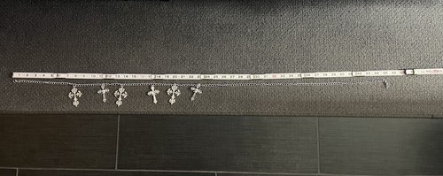 Goth Cross Chain Belt Silver Tone Metal Dangle Charms One Size to 44” Punk - Picture 8 of 9