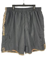 Mens BLACK SWIM TRUNKS Lined MOSSY OAK Camo Trim LEG  SIDE POCKETS Size L 36-38