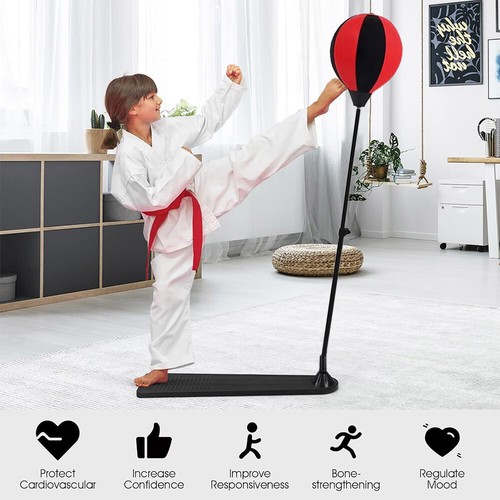 CHILDREN JUNIOR BOXING PUNCH BALL BAG FREE STANDING SET WITH MITTS GLOVES KIDS - Picture 3 of 12