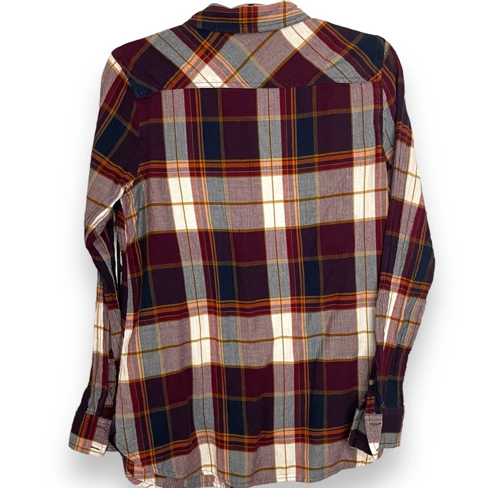 Camisa para mujer Merona con botones grande multicolor bolsillos a cuadros informal top occidental Foto 3 de 4