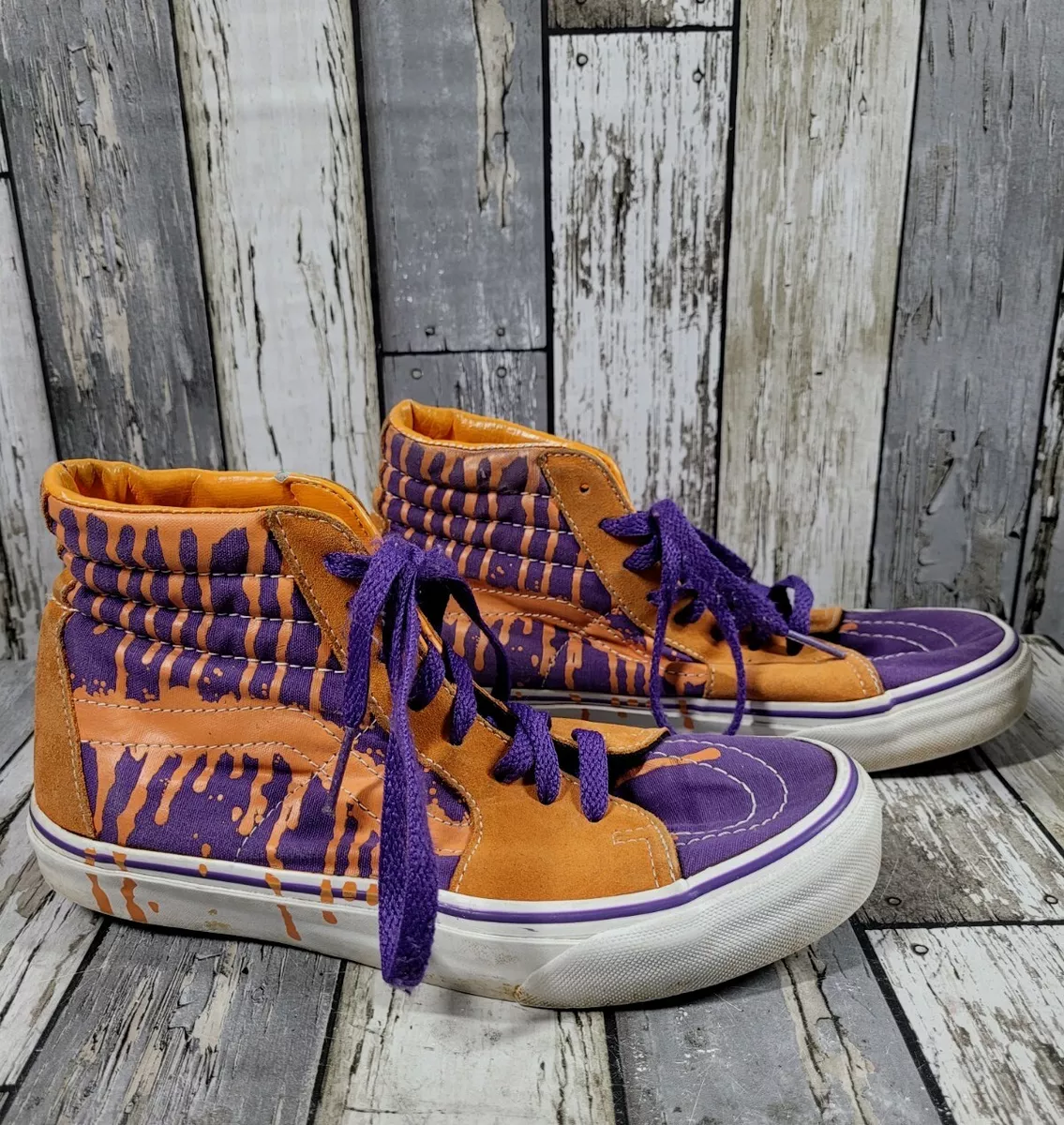 Vans Sk8 Hitop Skateboard Shoes Orange Purple Dripwork Sz Men 6.5