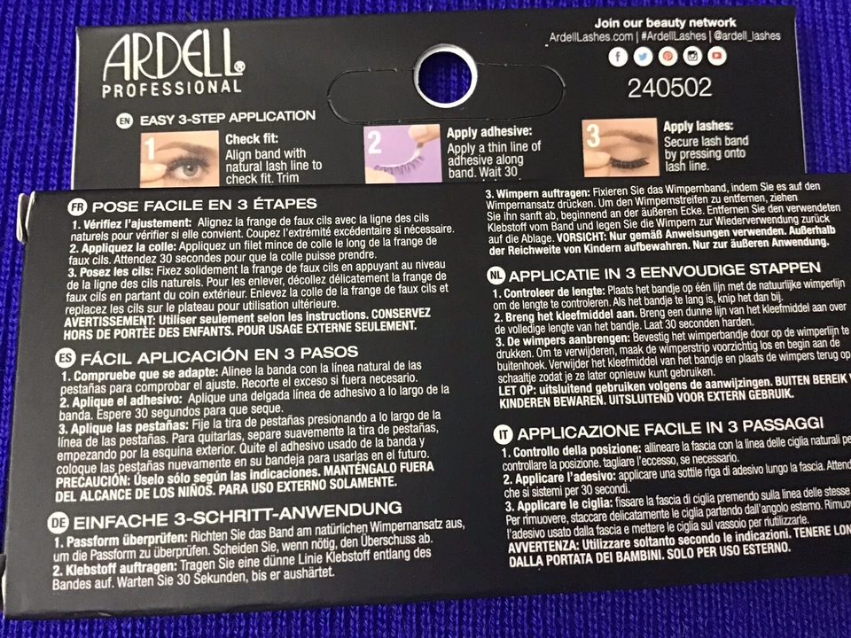 2 pares de pestañas ARDELL VISÓN SINTÉTICO #811 NEGRAS para ojos y dobles #113 (R2-2) Foto 3 de 4