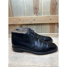 Salvatore Ferragamo Mens Leather Chukka Dress Boots Shoes Black Size 7D Luxury