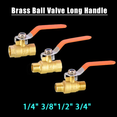 Brass Ball Valve Long Handle 1/4'' 3/8''1/2'' 3/4'' Lever Female Male Faucet Switch