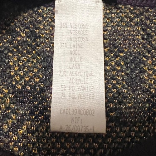 VTG Rodier France Purple Printed Wool Blend Cardigan Sweater Jacket Size XL - Picture 8 of 11