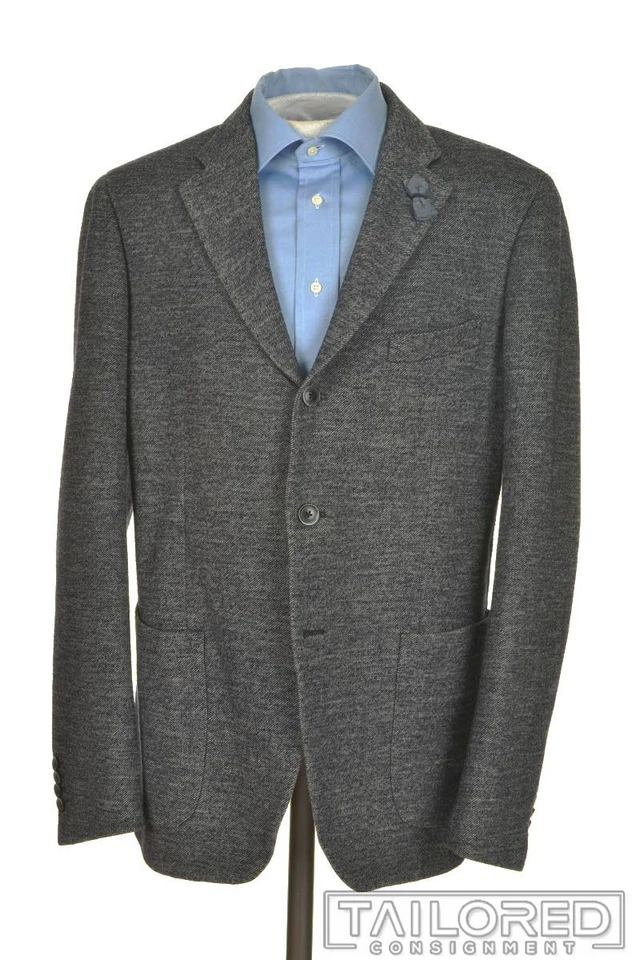 ALTEA Solid Blue COTTON WOOL Mens Blazer Sport Coat Jacket - EU 58 / US 44 R - Image 2 of 4