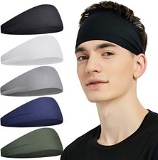 Sports Headbands for Men 5 Pack ,Moisture Wicking Workout Headband, Sweatban...