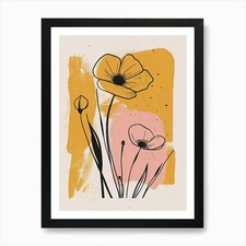 Portland Flower Market Boho Minimal Framed Wall Art Poster Canvas Print Picture