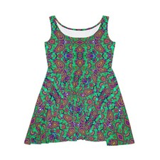 Vibrant Paisley Women's Skater Dress, Bohemian Style, Summer Dress, Festival