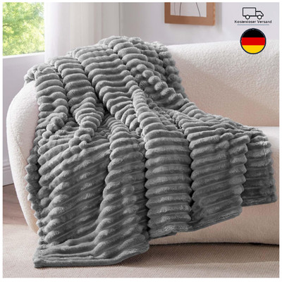 Flauschige Kuscheldecke 150x200 Grau Flanell Decke