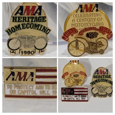 AMA lapel pins American Motorcyclist Association 1985-1991 enamel lot 3 Vintage