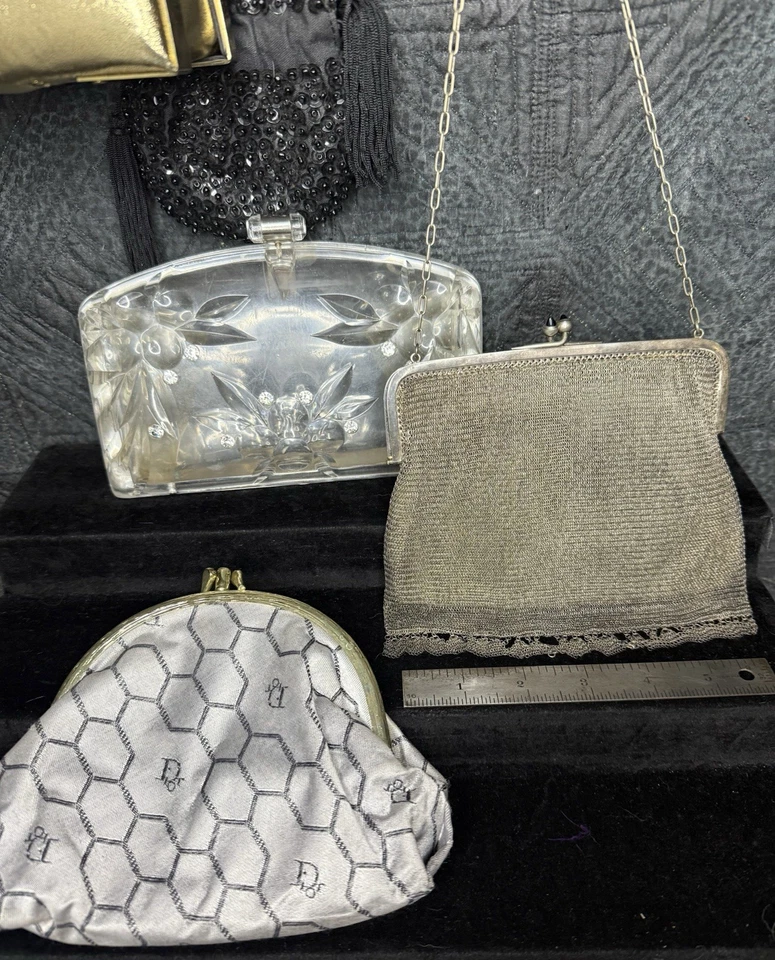 VTG Purse Lot Christian Dior Lucite Chainmail Beaded Gary Gail Owl Box Tenchido - Image 2 of 4
