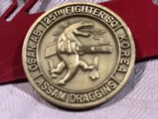 CHALLENGE COIN 25th FIGHTER SQ OSAN AB KOREA ASSAM DRAGGINS BAD TO THE BONE
